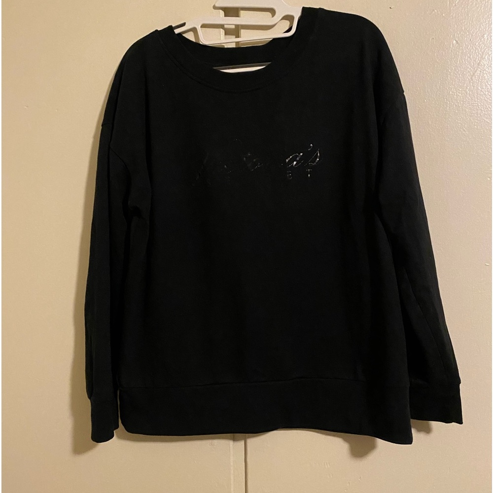 NWOT Victoria Secret sweatshirt black shiny lettering. Loose oversized fit.